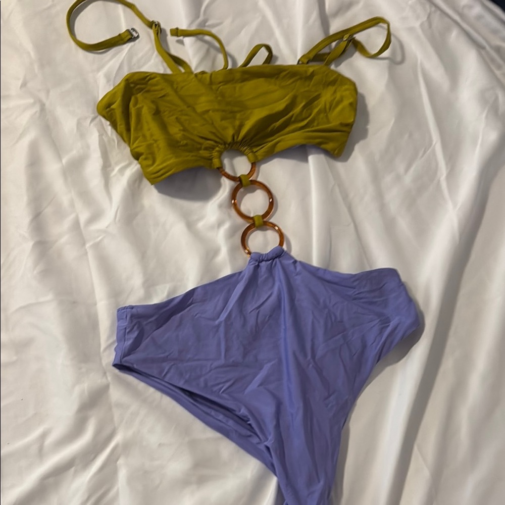 Maaji Olive and Lavender One Piece Swimsuit - Picture 5 of 9
